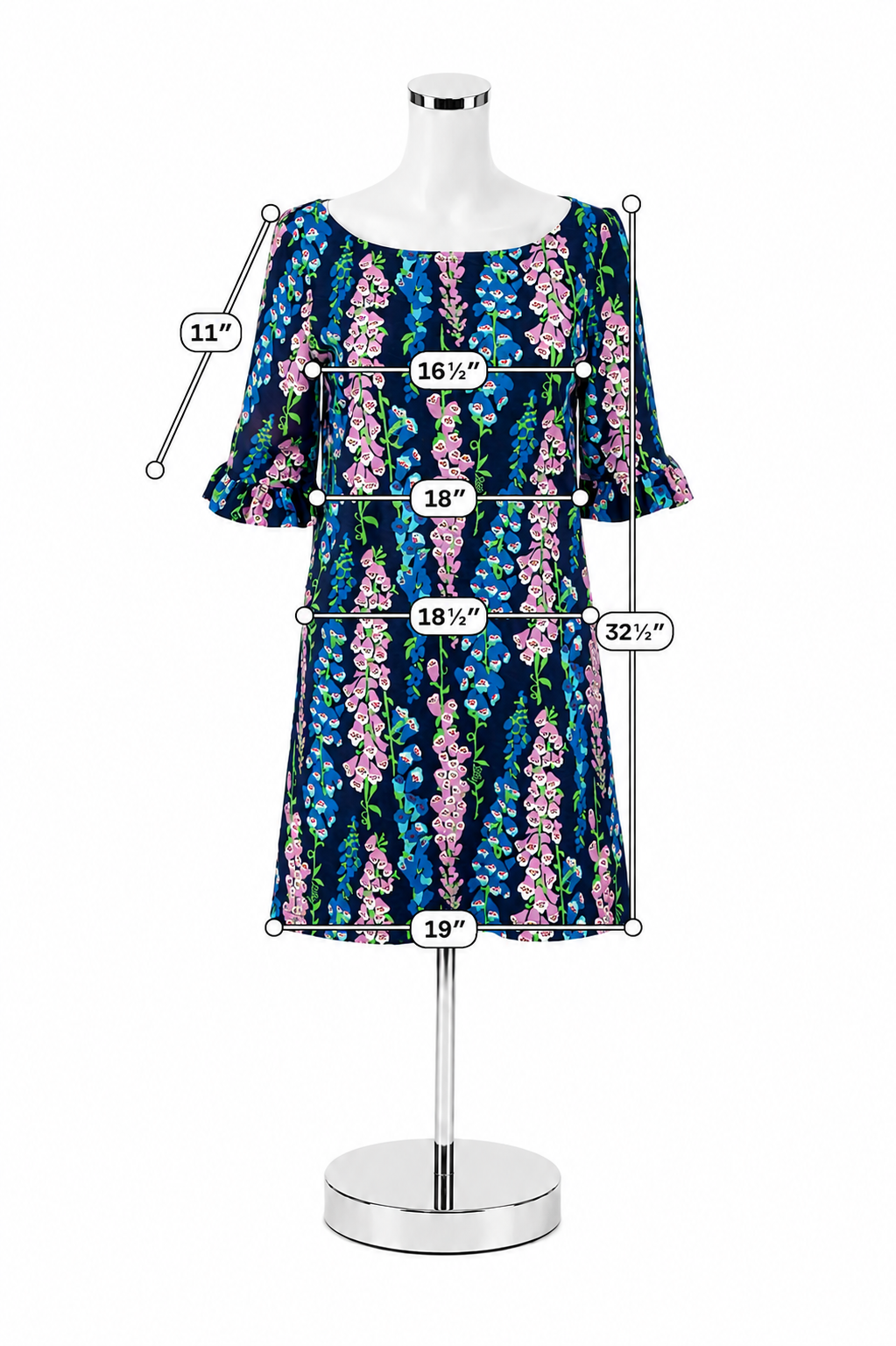 Lilly Pulitzer Tabbie Tunic Dress Blue Peri Foxglove Floral Size Small
