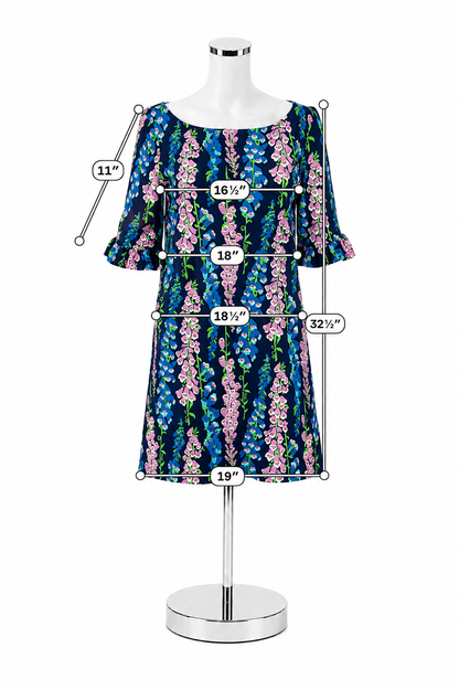 Lilly Pulitzer Tabbie Tunic Dress Blue Peri Foxglove Floral Size Small