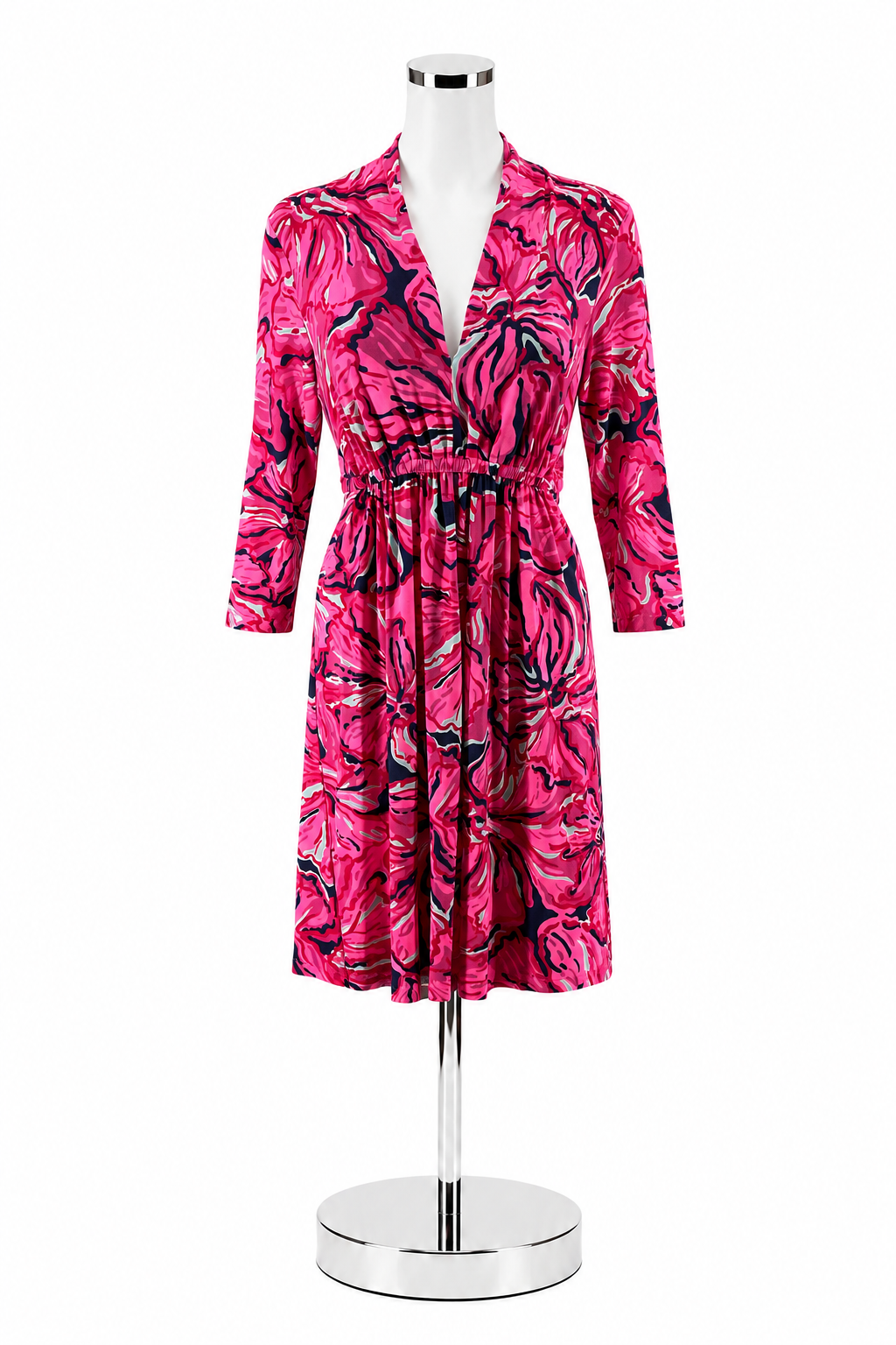 Lilly Pulitzer Briella Dress In The Vias Print Pink Navy NWT Size Medium