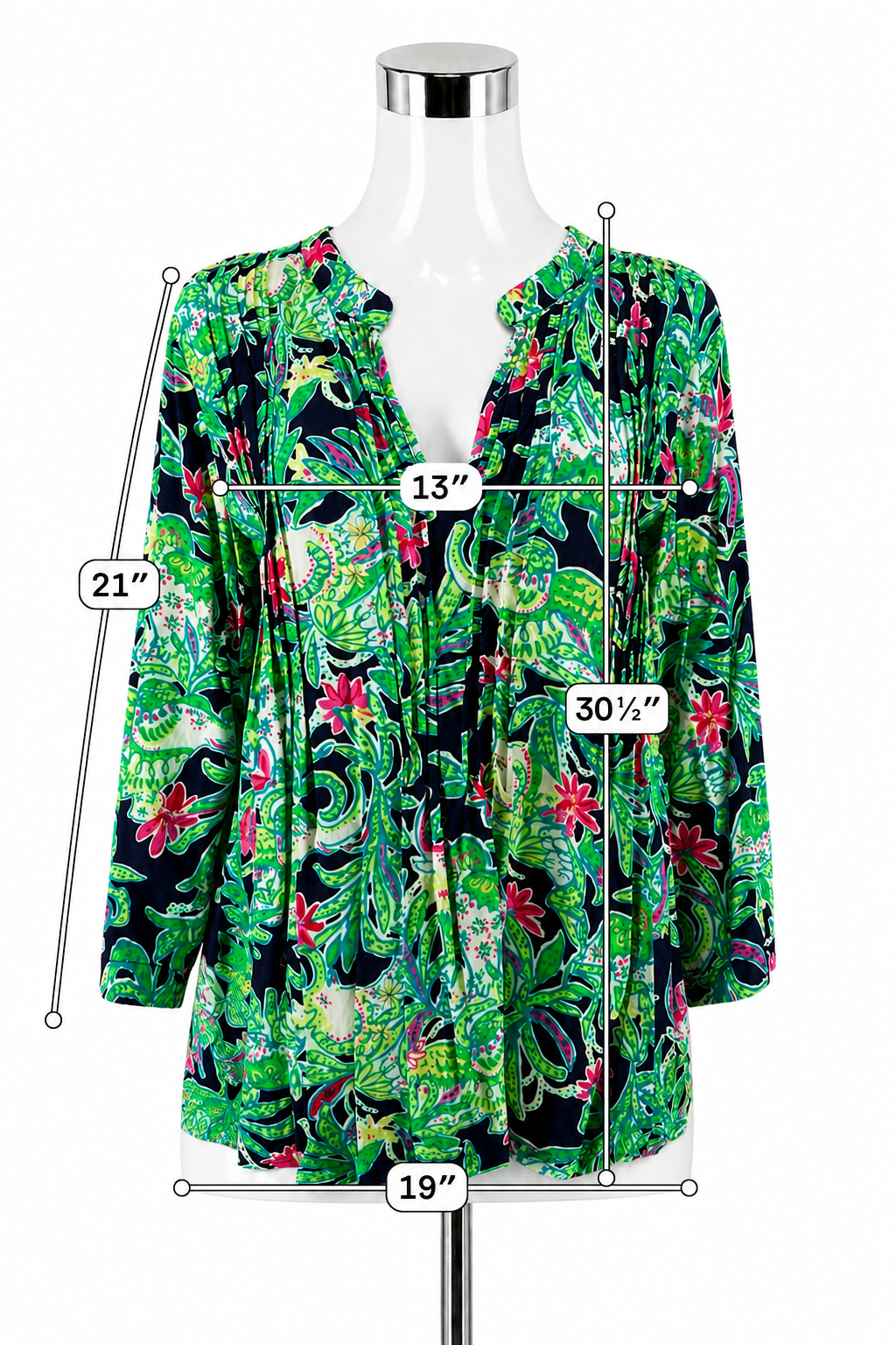Lilly Pulitzer Matilda Tunic Top Pop Pop Print V-Neck Blouse Size Large