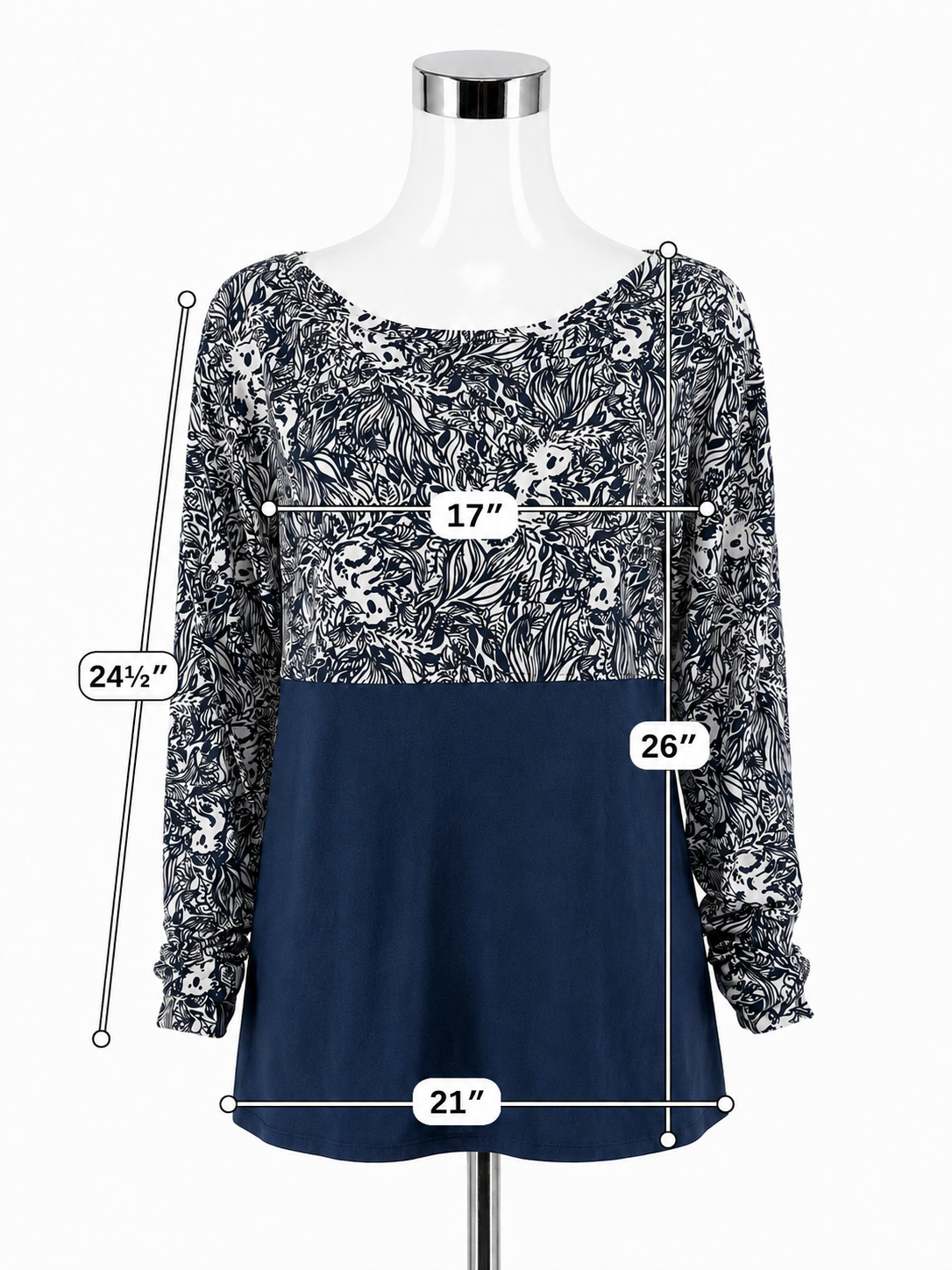 Lilly Pulitzer Kylar Colorblock Tunic Top Navy White Botanical Large
