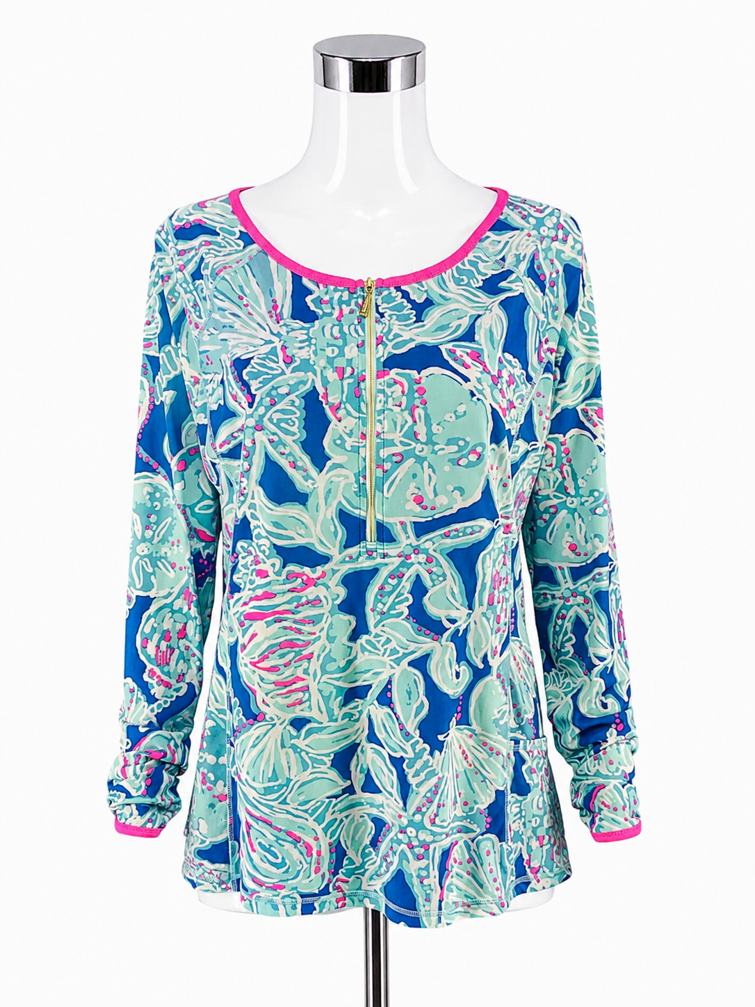 Lilly Pulitzer Luxletic Weekender Half-Zip Pullover Shell of a Time Print Size XL
