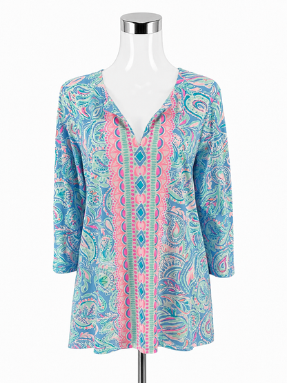 Lilly Pulitzer Amisa Tunic Top Pop Pop Paisley Print NWT Size Large
