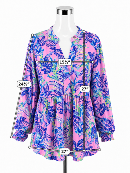 Lilly Pulitzer Arabelle Tunic Top Sink Or Swim Print Size Large