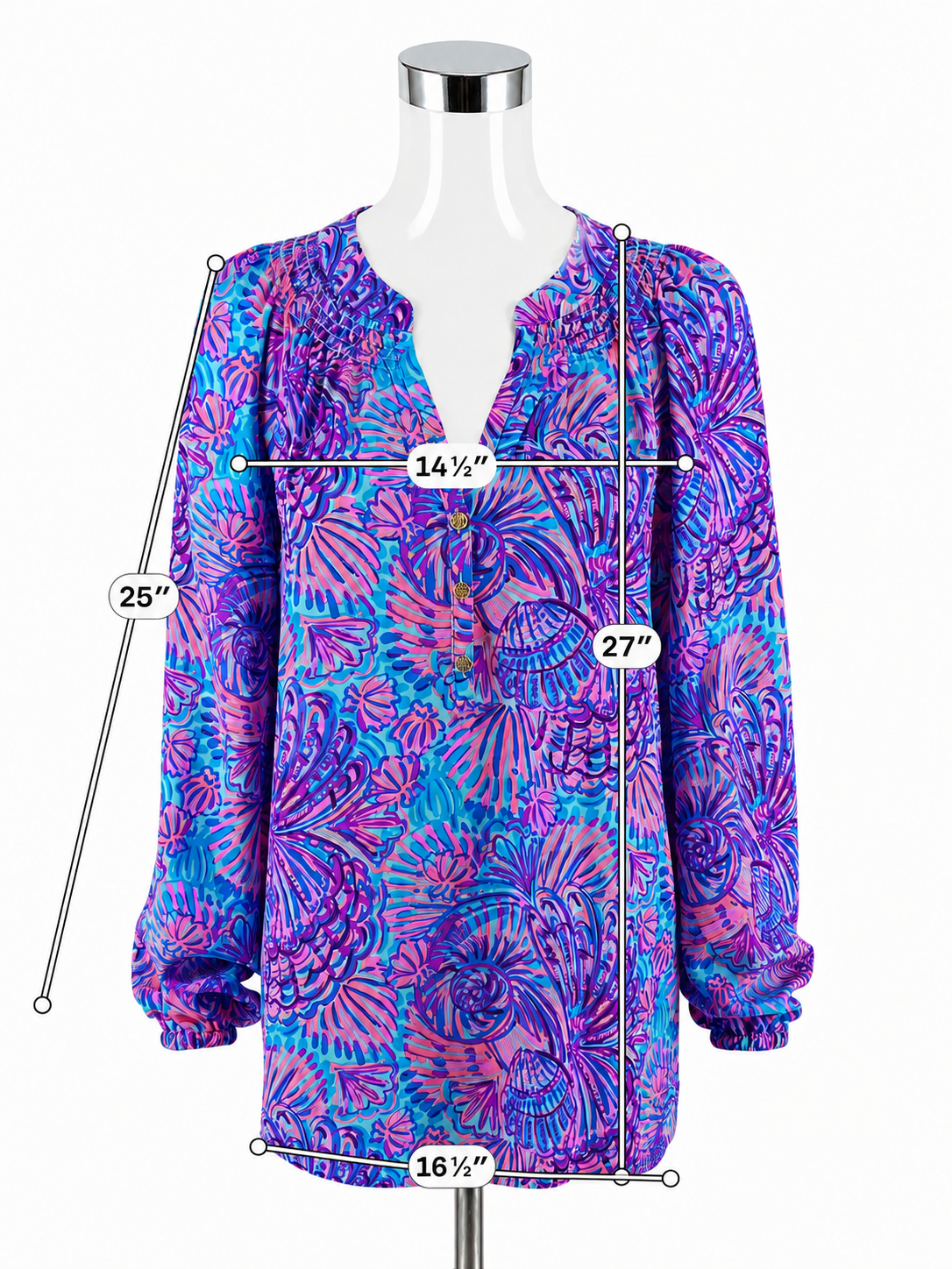Lilly Pulitzer Elsa Silk Top Macaw Blue Big Flirt Blouse Size Large