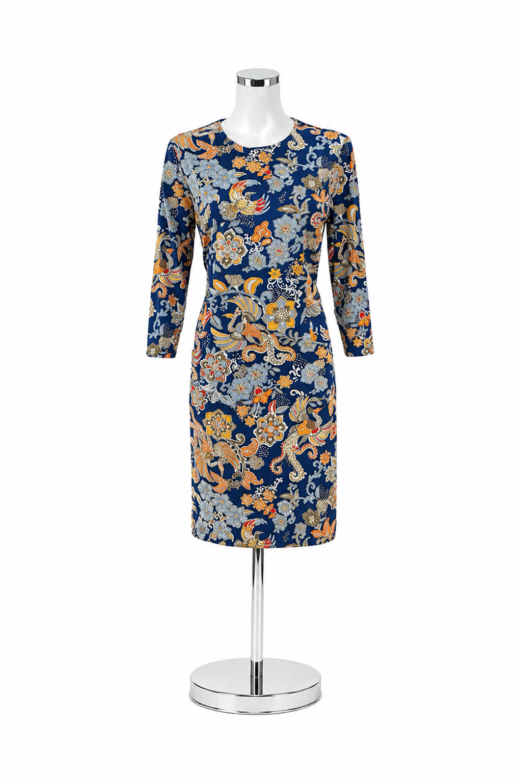 J. McLaughlin Catalina Cloth Floral Paisley Sheath Dress Blue Multi Size Medium