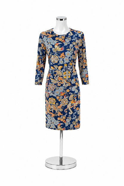 J. McLaughlin Catalina Cloth Floral Paisley Sheath Dress Blue Multi Size Medium