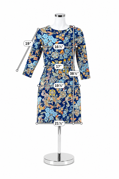 J. McLaughlin Catalina Cloth Floral Paisley Sheath Dress Blue Multi Size Medium