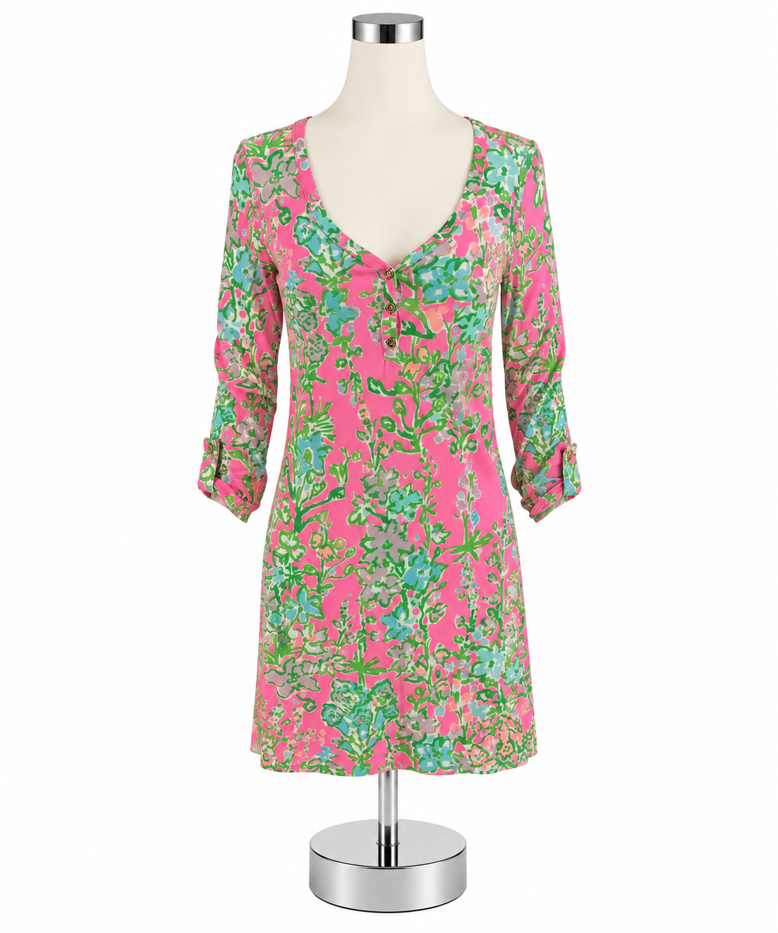 Lilly Pulitzer Marlowe Dress XS Pink Floral Lobstah Roll Pima Cotton - ONLINE ONLY