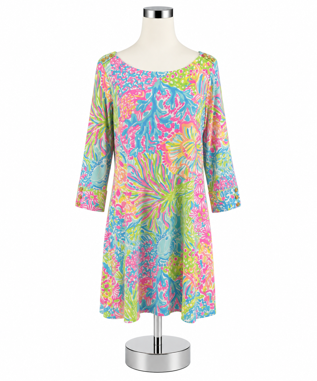 Lilly Pulitzer Marlowe Dress In The Vias Print Boatneck 3/4 Sleeve XL - ONLINE ONLY