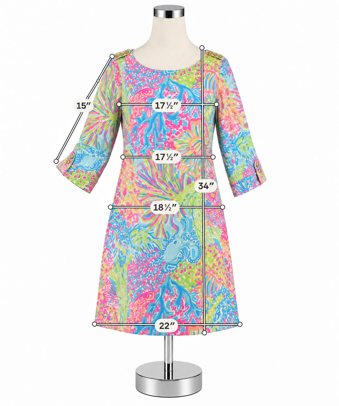 Lilly Pulitzer Marlowe Dress In The Vias Print Boatneck 3/4 Sleeve XL - ONLINE ONLY