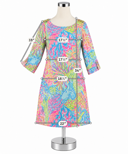 Lilly Pulitzer Marlowe Dress In The Vias Print Boatneck 3/4 Sleeve XL - ONLINE ONLY