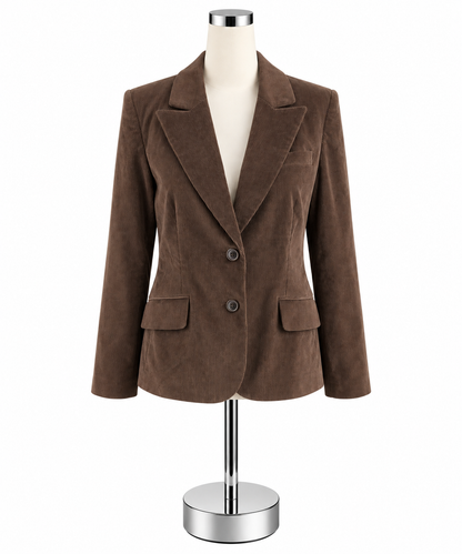 Rafaella Brown Stretch Corduroy Blazer Jacket Women&