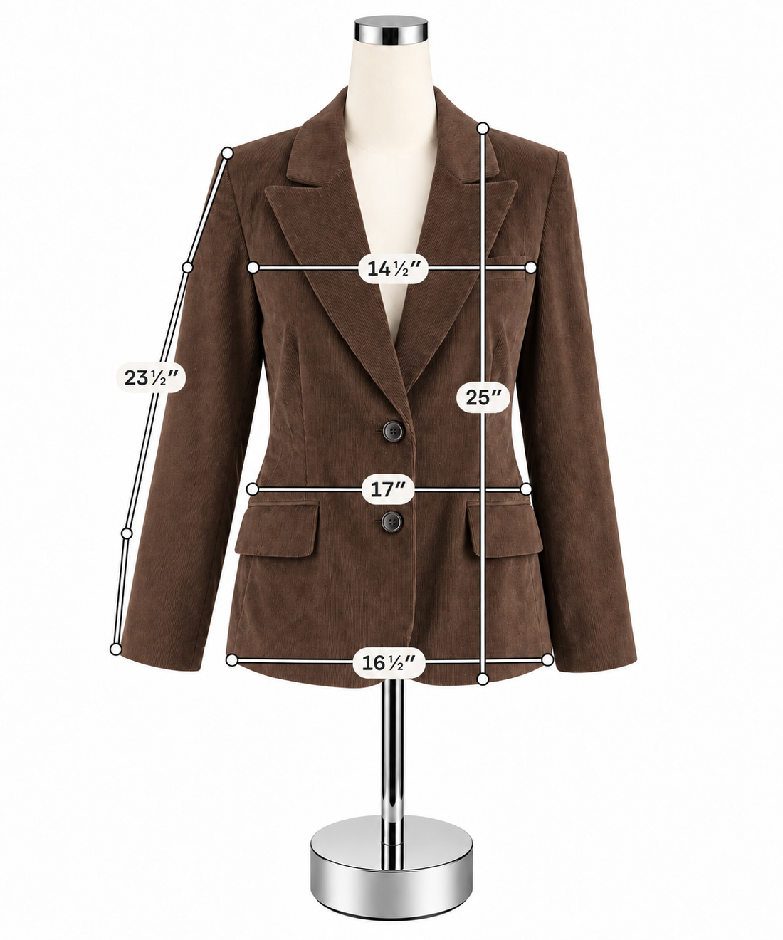 Rafaella Brown Stretch Corduroy Blazer Jacket Women&