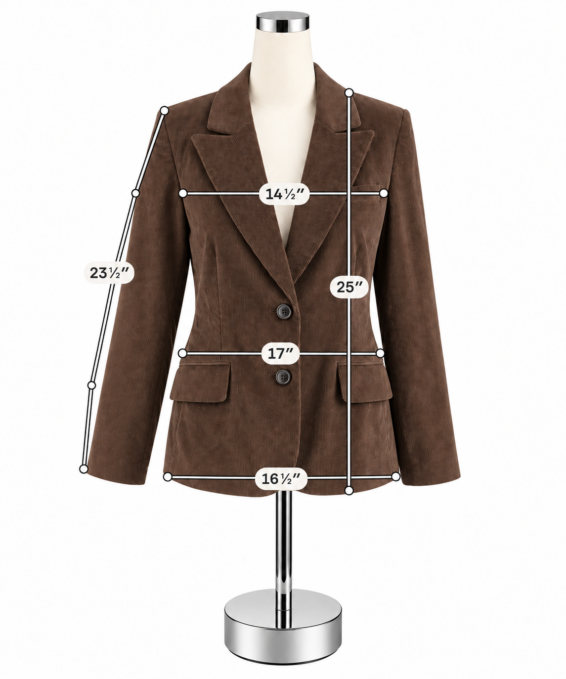 Rafaella Brown Stretch Corduroy Blazer Jacket Women&