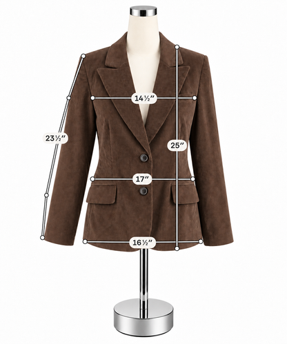 Rafaella Brown Stretch Corduroy Blazer Jacket Women&