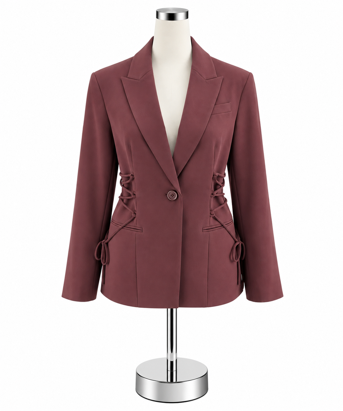 Kenneth Cole Peak Lapel Blazer with Side Lace Detail Maroon Size 6 NWT