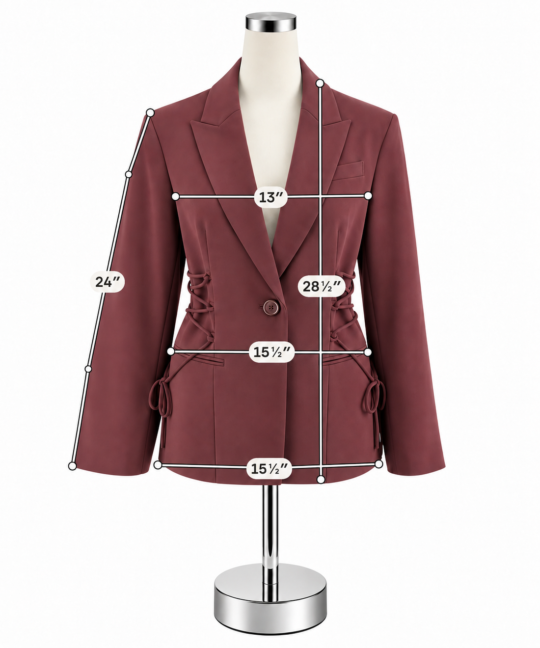 Kenneth Cole Peak Lapel Blazer with Side Lace Detail Maroon Size 6 NWT