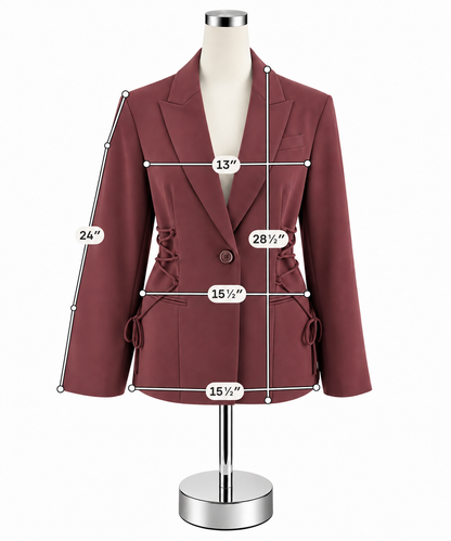 Kenneth Cole Peak Lapel Blazer with Side Lace Detail Maroon Size 6 NWT