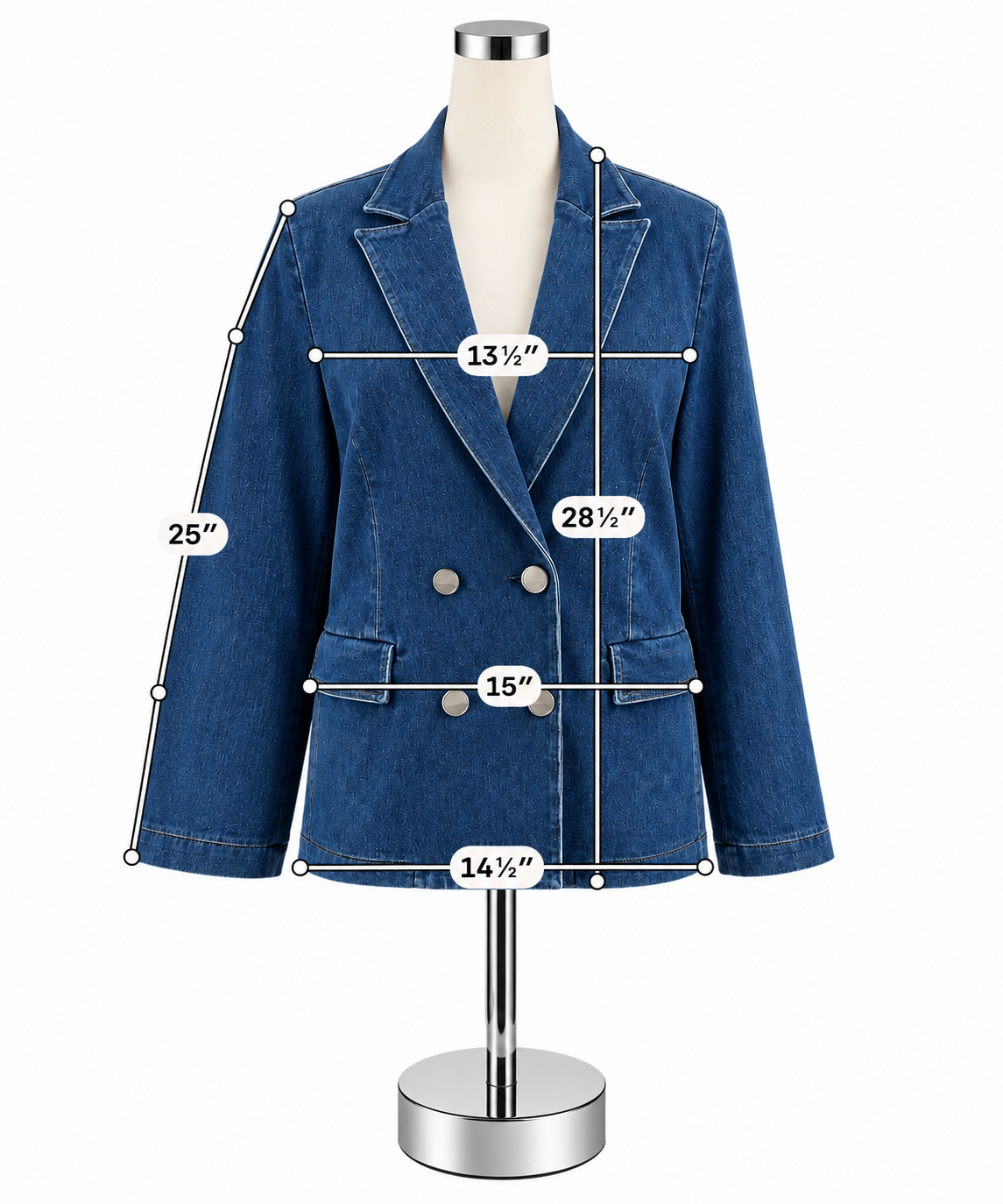 J. McLaughlin Lexington Double-Breasted Denim Blazer Size 6