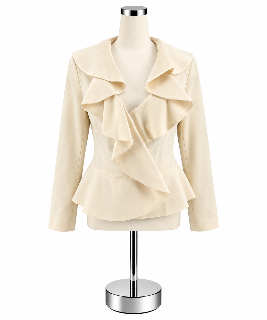 Neiman Marcus Exclusive 100% Silk Waterfall Ruffle Jacket Size 8 NWT