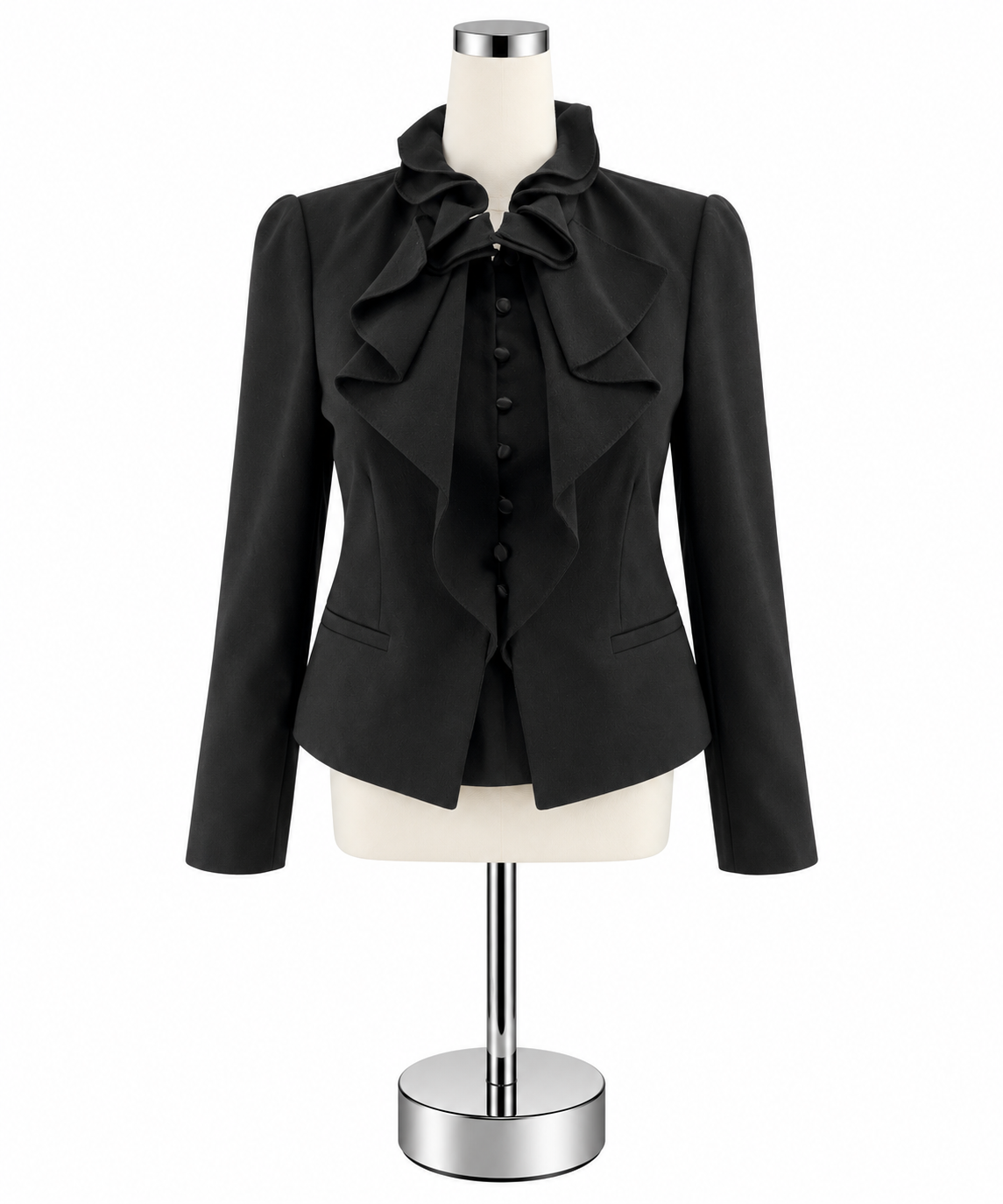Rebecca Taylor Black Lambswool Ruffle Front Blazer Jacket Size 4