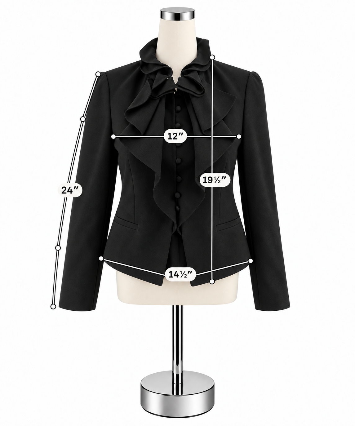 Rebecca Taylor Black Lambswool Ruffle Front Blazer Jacket Size 4