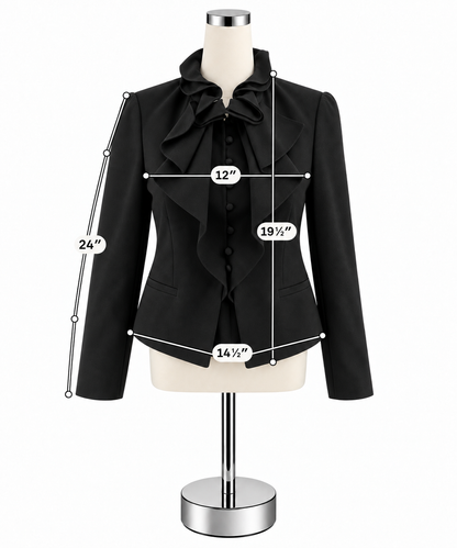 Rebecca Taylor Black Lambswool Ruffle Front Blazer Jacket Size 4