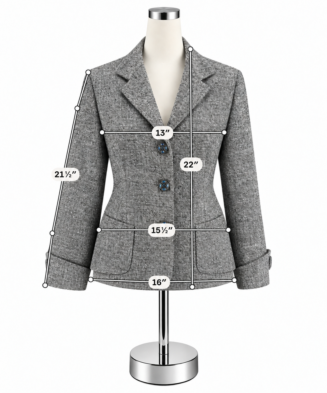 Josephine Chaus 100% Silk Speckled Blazer Jacket Blue &amp;amp; White Size 4