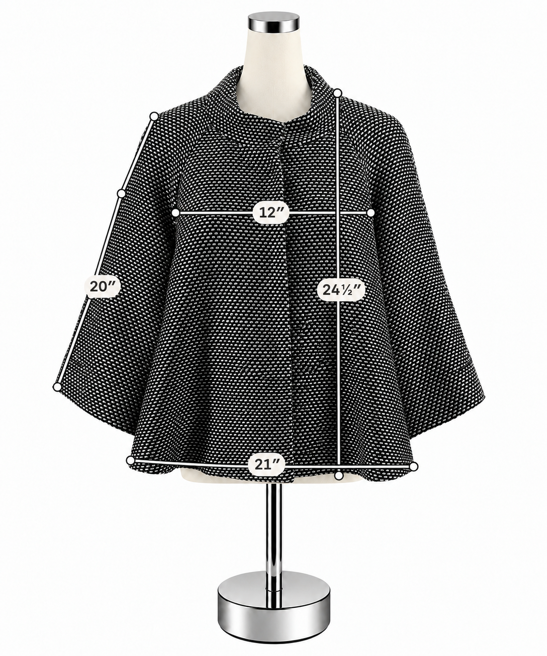 Laura Ashley Black &amp;amp; Silver Metallic Grid Knit Swing Jacket | Size Medium