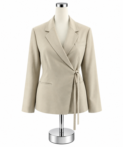 Banana Republic Tan Acetate Tie-Front Wrap Blazer Size 8