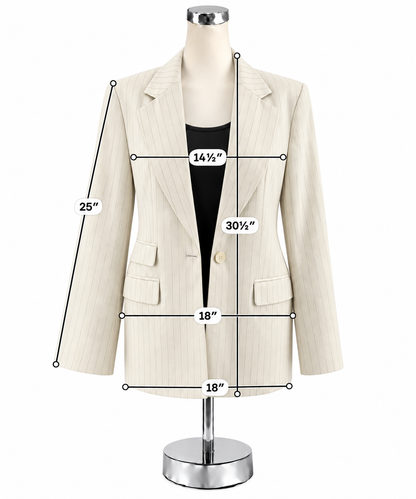 Banana Republic Cream Pinstripe Single Button Blazer | Size 10 | Career