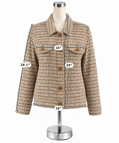 Tommy Bahama Two Palms Linen Raw Edge Jacket Tan Chain Link Print Size Medium