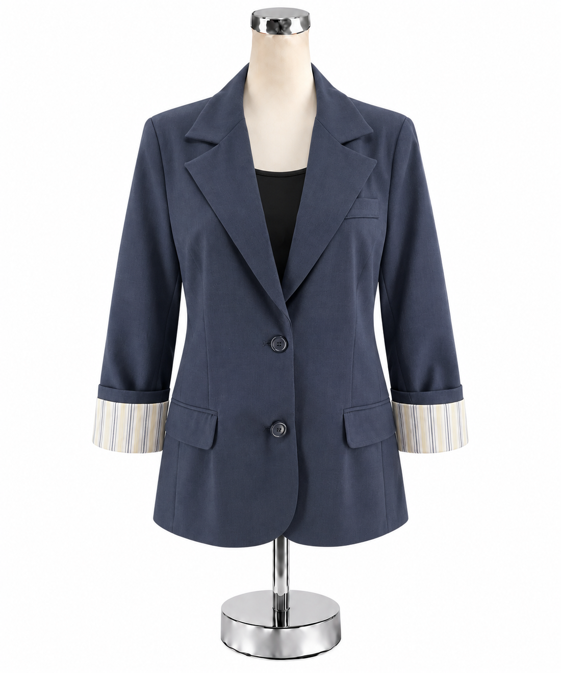 J.B.’s Luxury Denim by Allen Schwartz Navy Blazer Size 10 Striped Lining