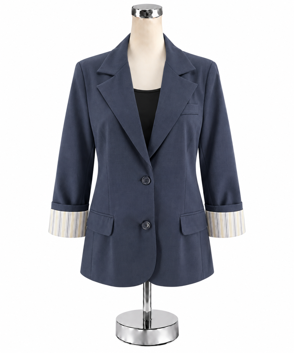 J.B.’s Luxury Denim by Allen Schwartz Navy Blazer Size 10 Striped Lining