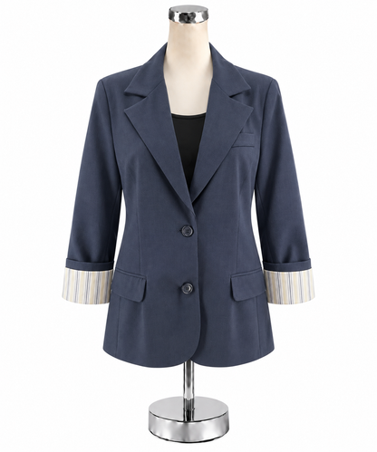 J.B.’s Luxury Denim by Allen Schwartz Navy Blazer Size 10 Striped Lining