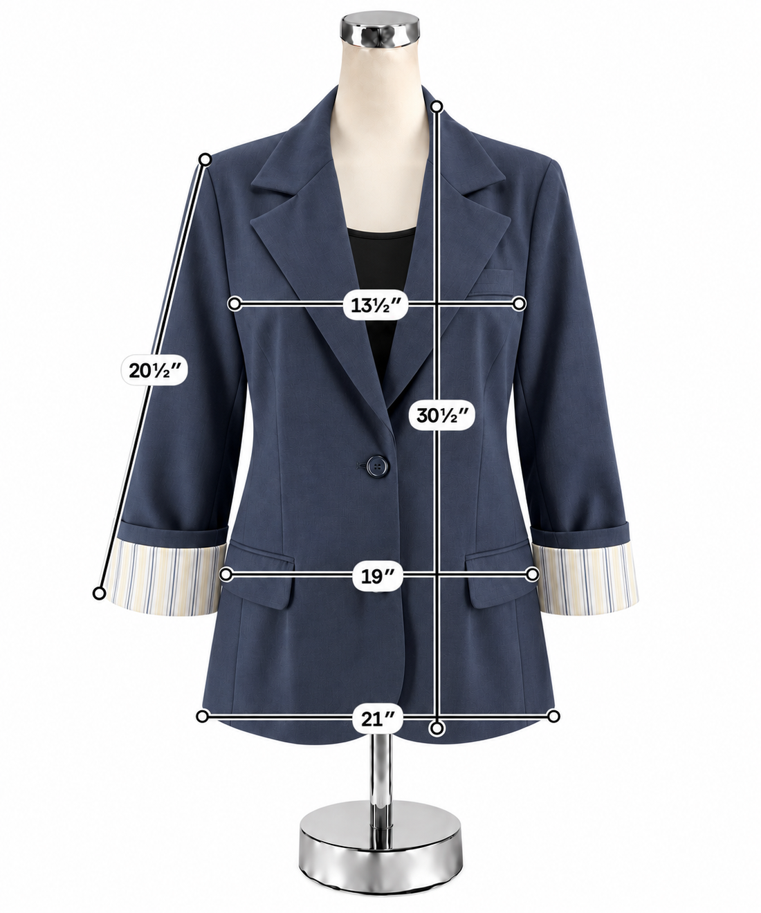 J.B.’s Luxury Denim by Allen Schwartz Navy Blazer Size 10 Striped Lining
