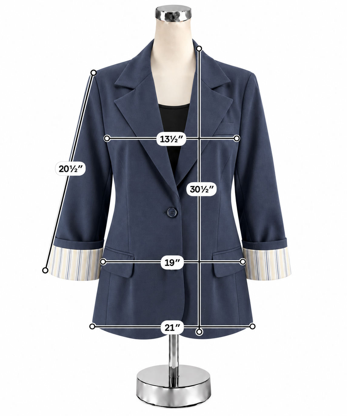 J.B.’s Luxury Denim by Allen Schwartz Navy Blazer Size 10 Striped Lining