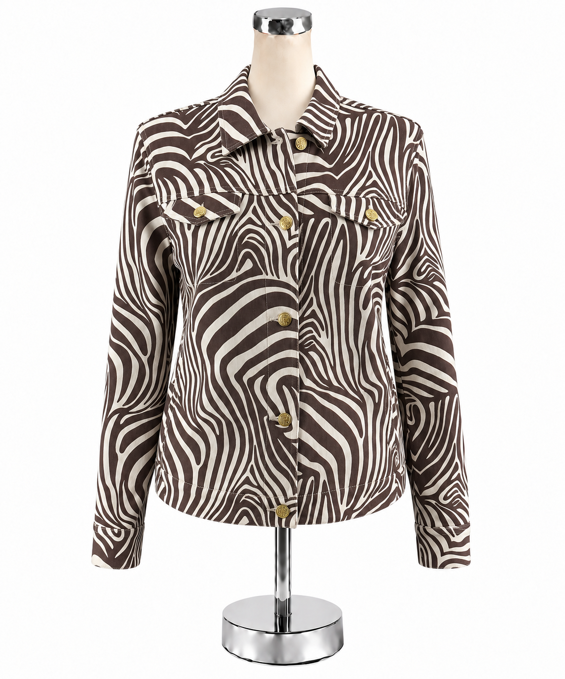 J. McLaughlin Zebra Swirl Print Cotton Stretch Jacket | Size Medium