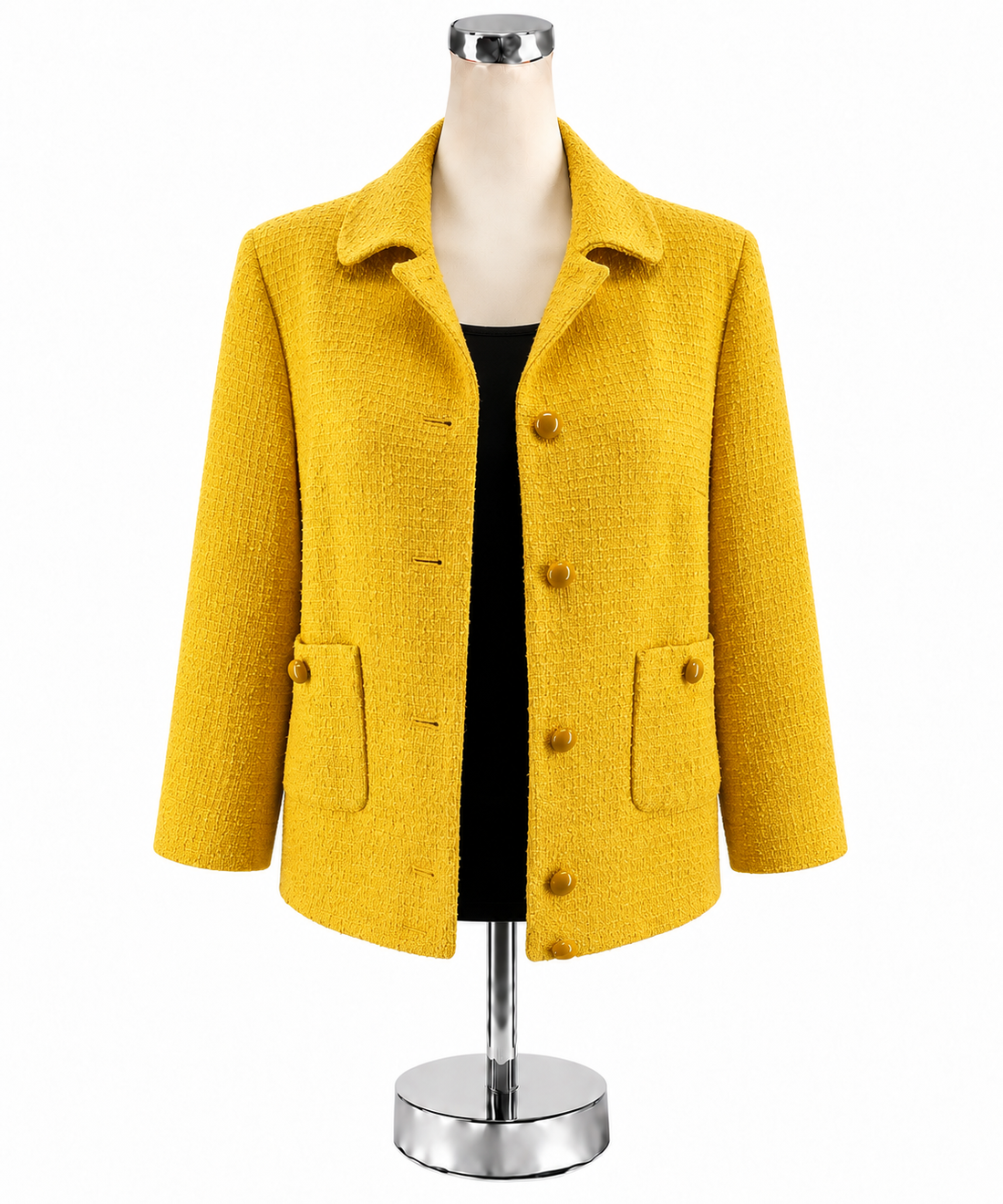 Talbots Mustard Yellow Bouclé Tweed Blazer Jacket Size 10