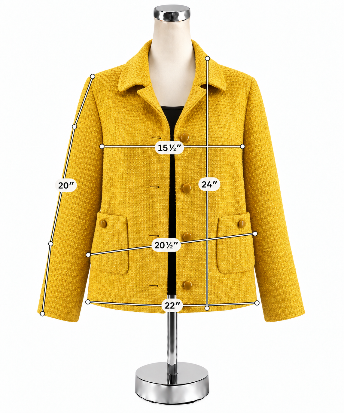 Talbots Mustard Yellow Bouclé Tweed Blazer Jacket Size 10