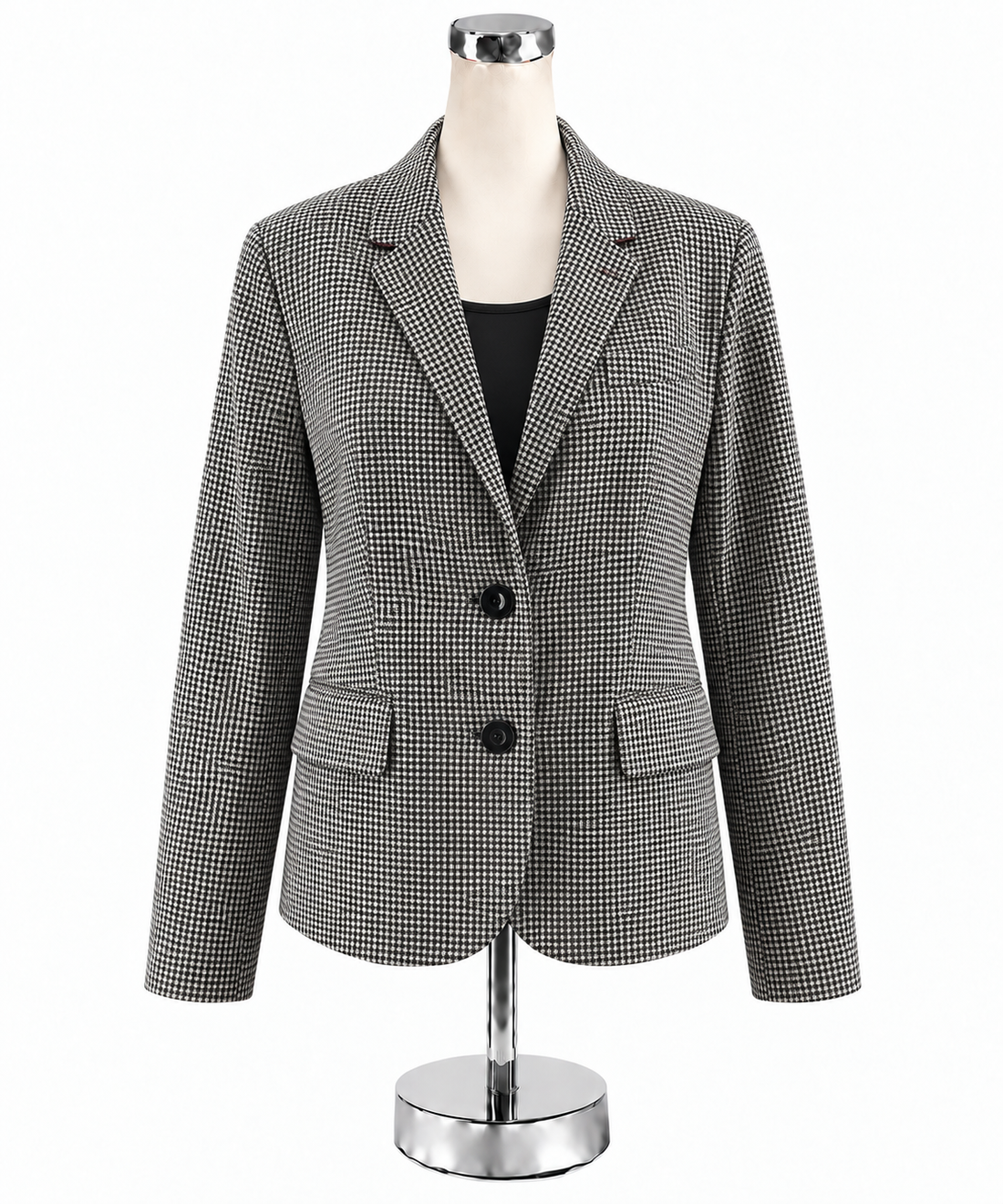 Talbots Houndstooth Checkered Blazer Black White Wool Blend Size 10
