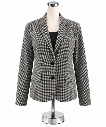 Talbots Houndstooth Checkered Blazer Black White Wool Blend Size 10