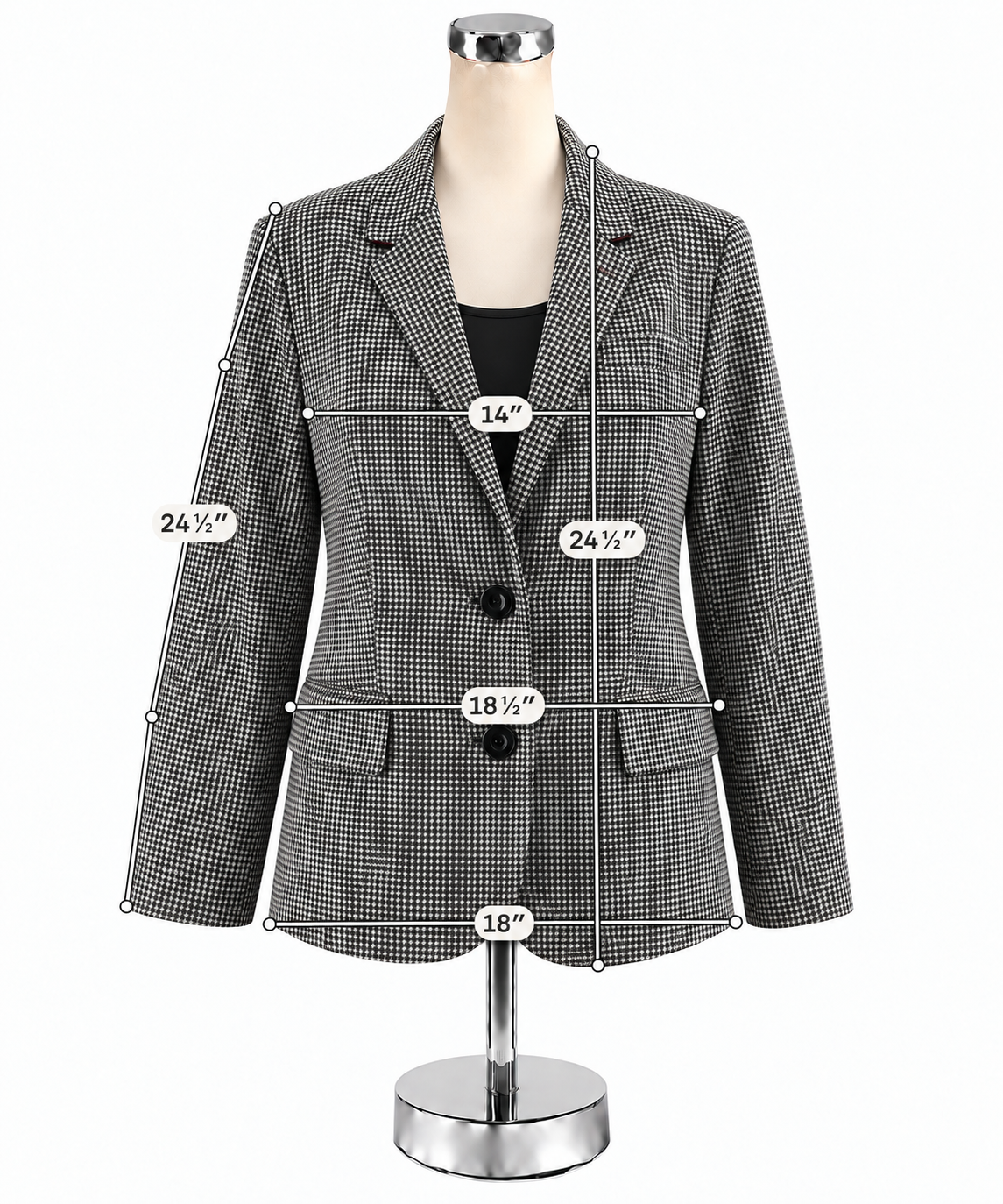 Talbots Houndstooth Checkered Blazer Black White Wool Blend Size 10