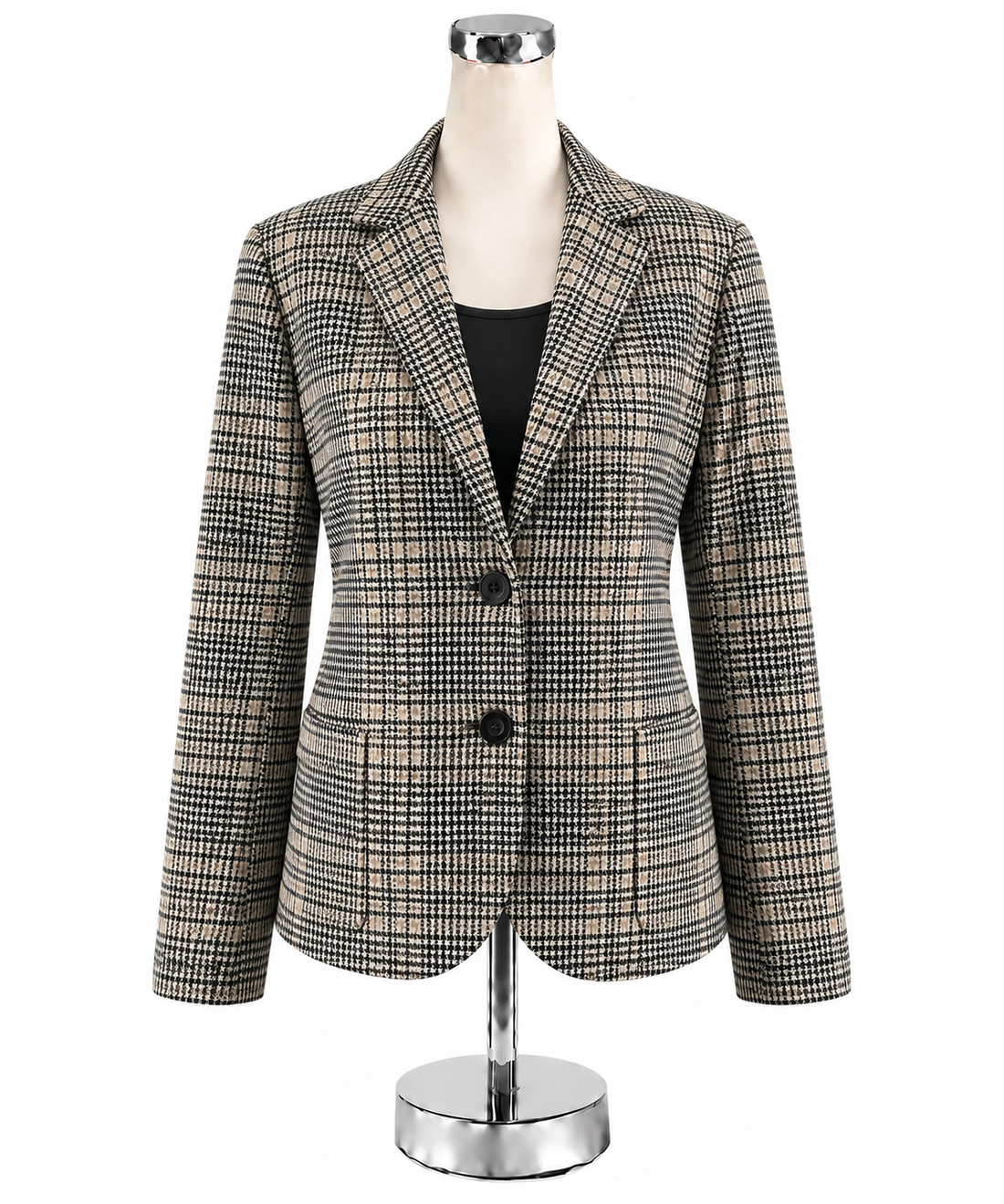 J.McLaughlin Houndstooth Blazer Jacket Tan &amp; Black | Size Medium NWT