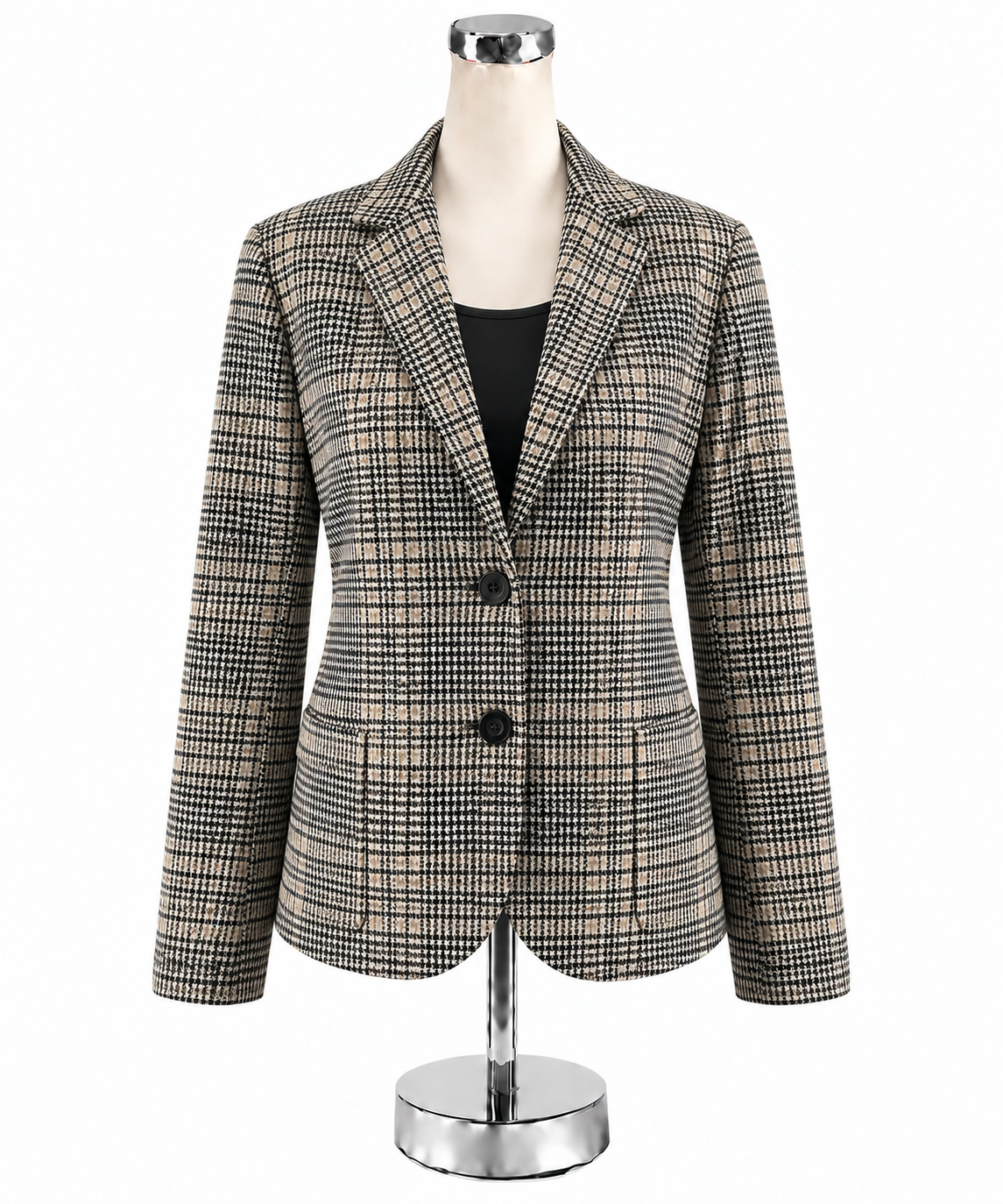 J.McLaughlin Houndstooth Blazer Jacket Tan &amp; Black | Size Medium NWT