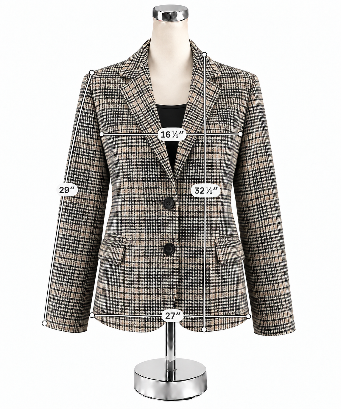 J.McLaughlin Houndstooth Blazer Jacket Tan &amp; Black | Size Medium NWT