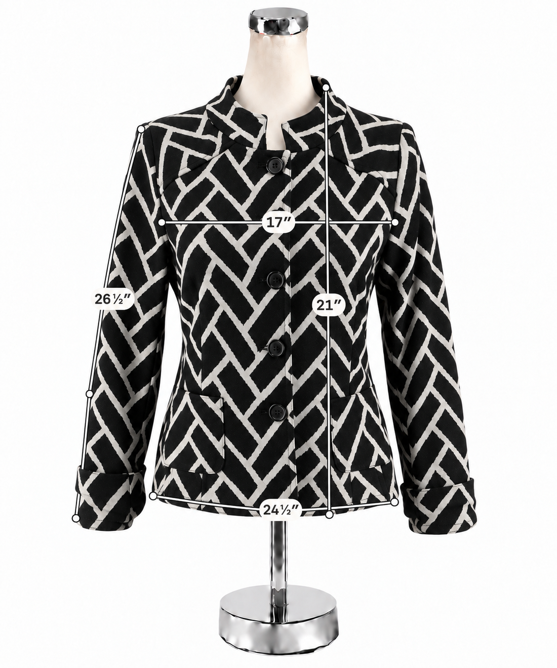 Dressbarn Yours Geometric Jacquard Knit Jacket Black Ivory Size 12