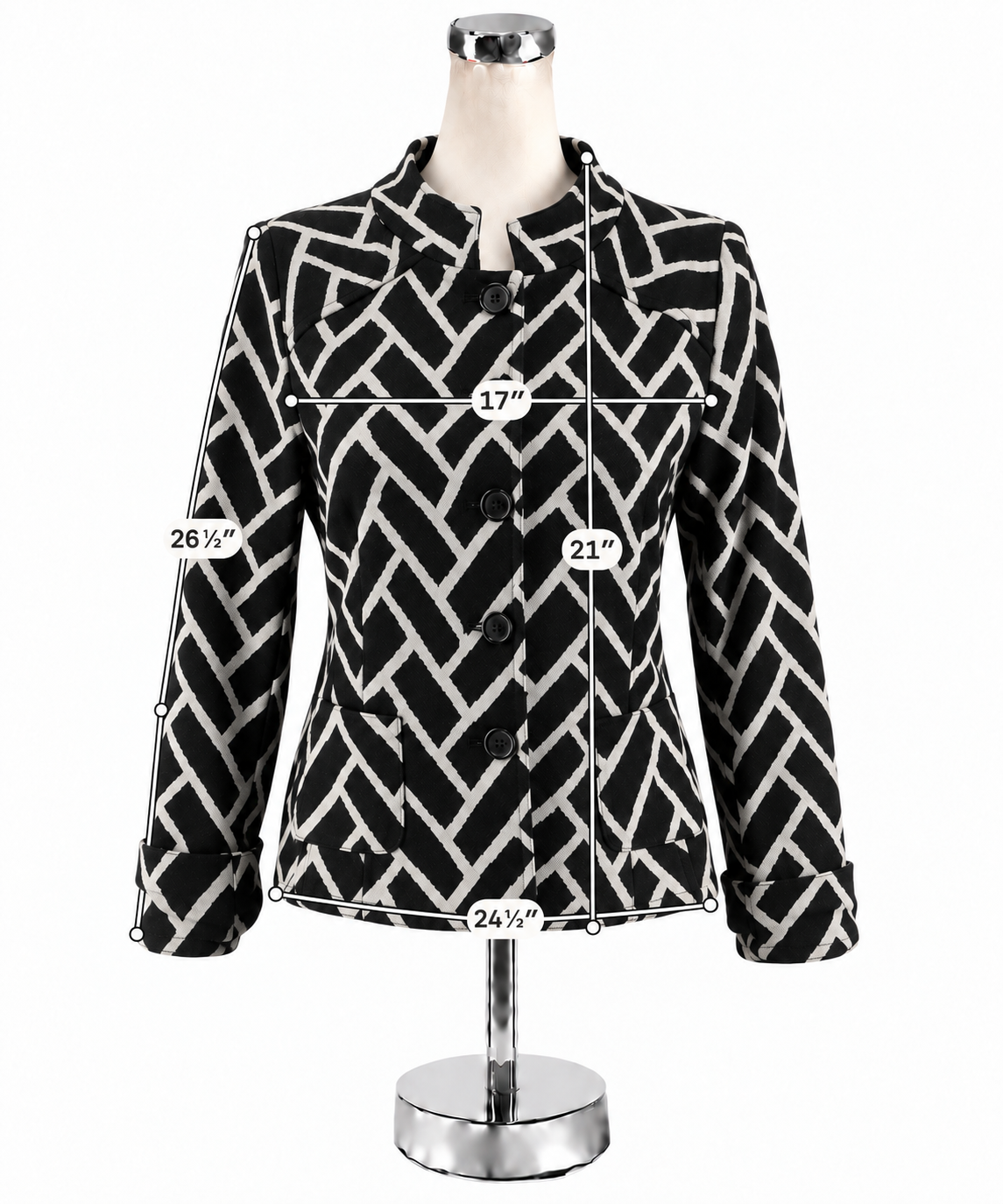 Dressbarn Yours Geometric Jacquard Knit Jacket Black Ivory Size 12