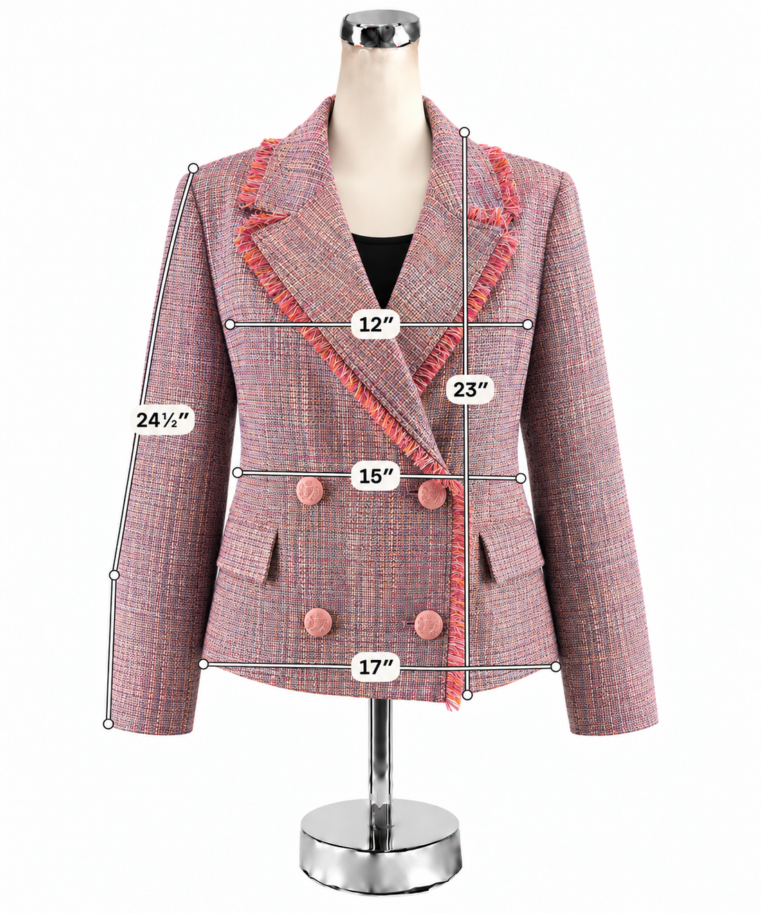 Liz Claiborne Pink Tweed Boucle Blazer Fringe Trim NWT Size 12
